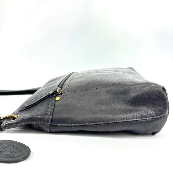 Fossil Shoulder Bag Sasha Black Pebbled Leather Crossbody Bag - Picture 3 of 16